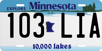 MN license plate 103LIA