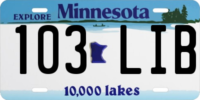 MN license plate 103LIB