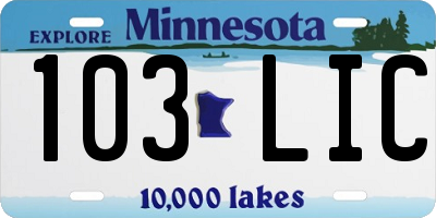 MN license plate 103LIC