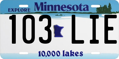 MN license plate 103LIE