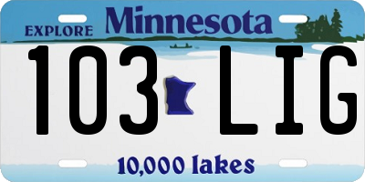 MN license plate 103LIG