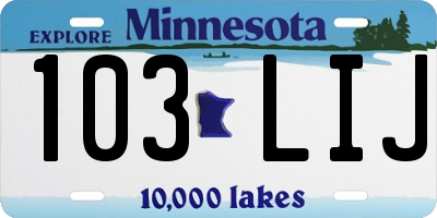 MN license plate 103LIJ