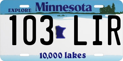 MN license plate 103LIR
