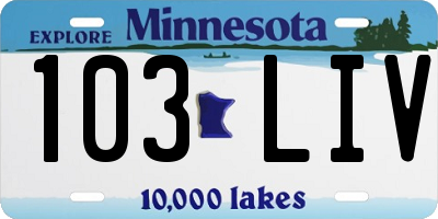 MN license plate 103LIV