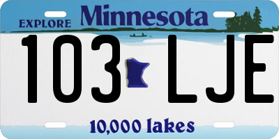 MN license plate 103LJE