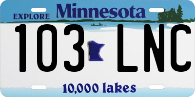MN license plate 103LNC