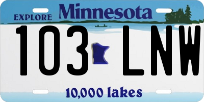 MN license plate 103LNW