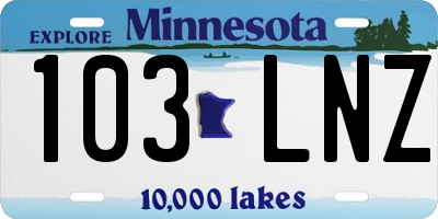 MN license plate 103LNZ