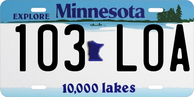 MN license plate 103LOA
