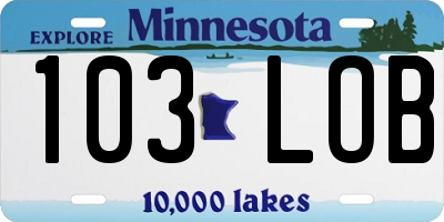 MN license plate 103LOB