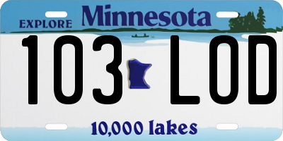 MN license plate 103LOD
