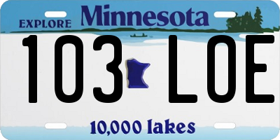 MN license plate 103LOE