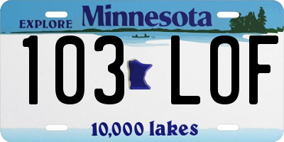 MN license plate 103LOF