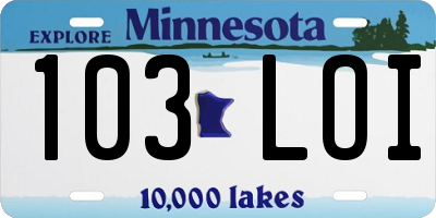 MN license plate 103LOI
