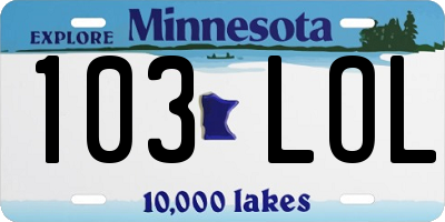 MN license plate 103LOL