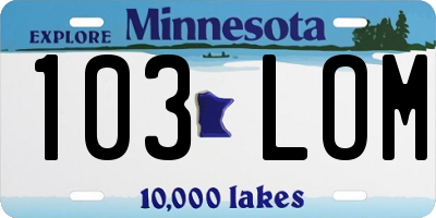 MN license plate 103LOM