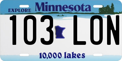 MN license plate 103LON