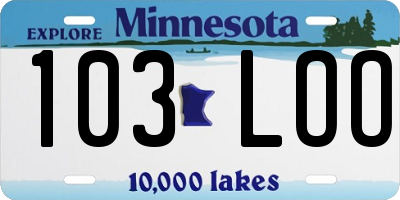 MN license plate 103LOO
