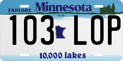 MN license plate 103LOP