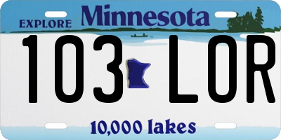 MN license plate 103LOR