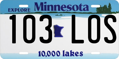 MN license plate 103LOS