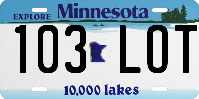 MN license plate 103LOT