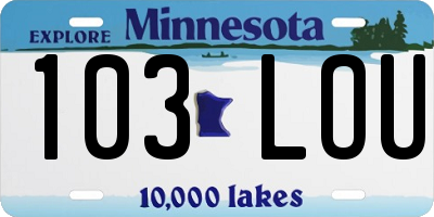MN license plate 103LOU