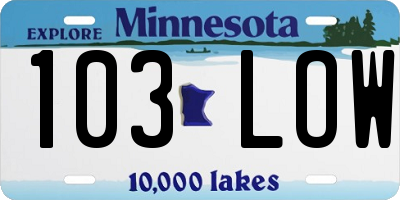MN license plate 103LOW