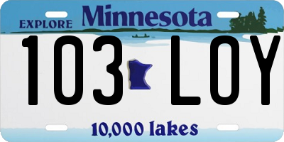 MN license plate 103LOY