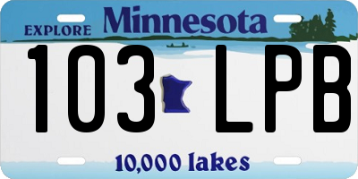 MN license plate 103LPB