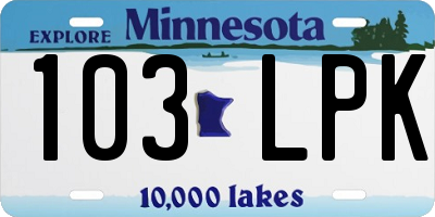 MN license plate 103LPK