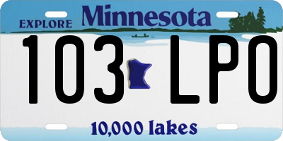 MN license plate 103LPO