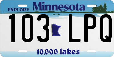 MN license plate 103LPQ