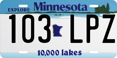 MN license plate 103LPZ