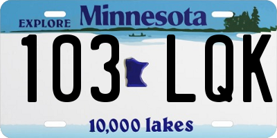 MN license plate 103LQK