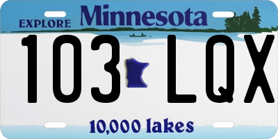 MN license plate 103LQX