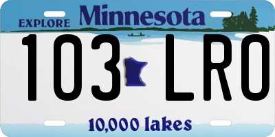 MN license plate 103LRO