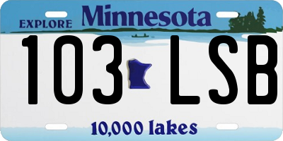 MN license plate 103LSB