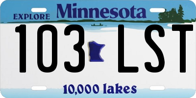 MN license plate 103LST