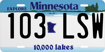 MN license plate 103LSW