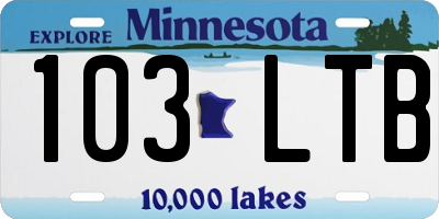 MN license plate 103LTB