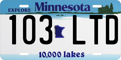 MN license plate 103LTD