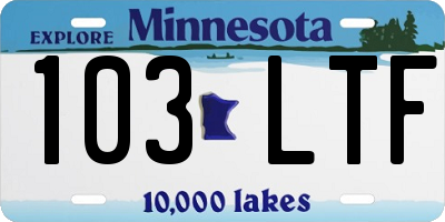 MN license plate 103LTF