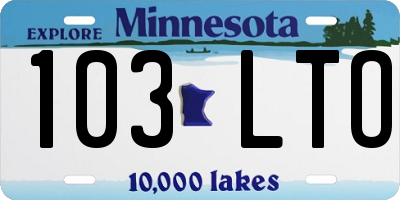 MN license plate 103LTO