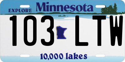 MN license plate 103LTW