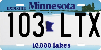 MN license plate 103LTX
