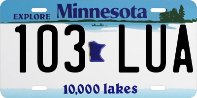 MN license plate 103LUA