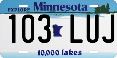 MN license plate 103LUJ