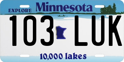 MN license plate 103LUK
