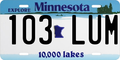 MN license plate 103LUM